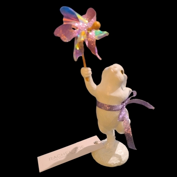 Rachel Zoe Victorian Easter Bunny Figure Coquette Bow Pinwheel Spins When u Blow - Picture 4 of 6